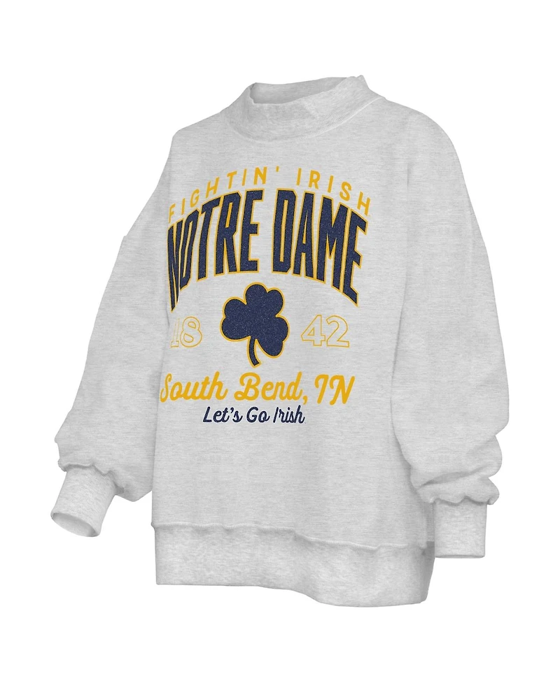 Pressbox Women's Heather Gray Notre Dame Fighting Irish Reversible Sweatshirt