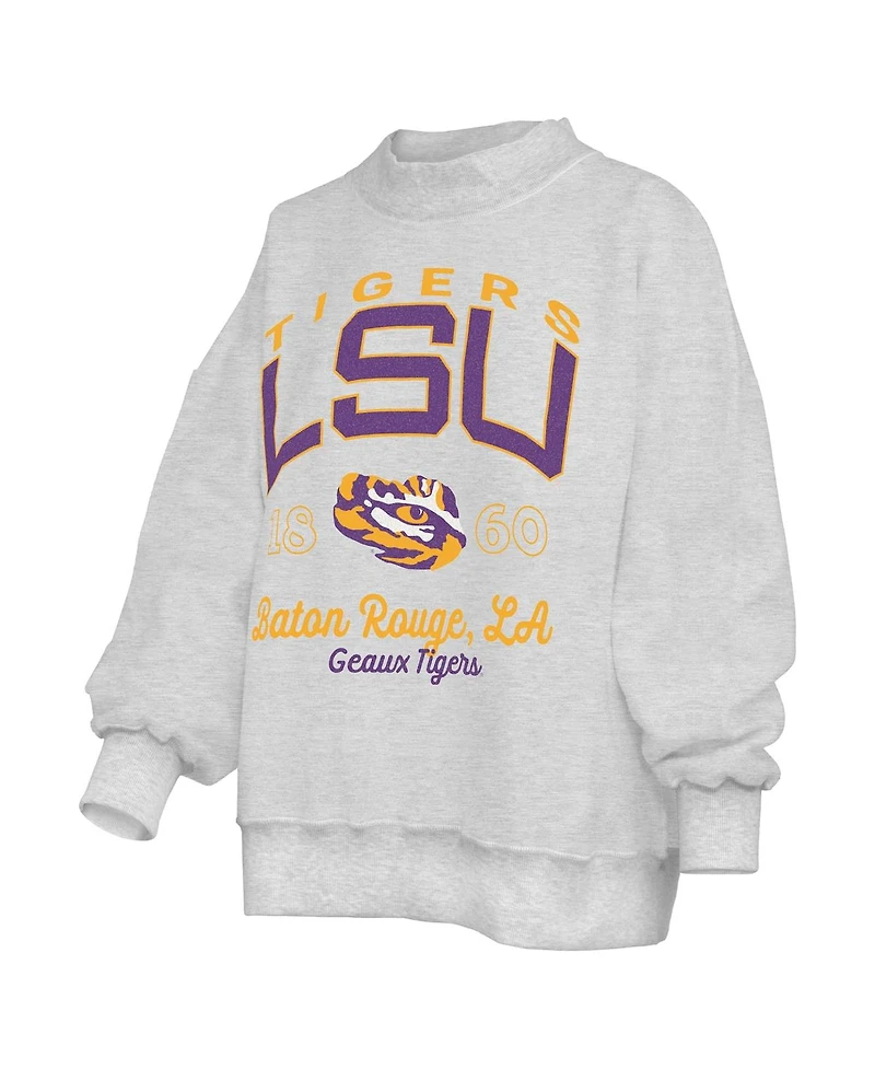Pressbox Women's Heather Gray Lsu Tigers Reversible Sweatshirt