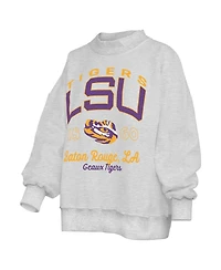 Pressbox Women's Heather Gray Lsu Tigers Reversible Sweatshirt