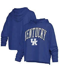 Pressbox Women's Royal Kentucky Wildcats Nelson Arch Over Logo Long Sleeve Hooded Slub T-Shirt