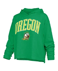 Pressbox Women's Green Oregon Ducks Nelson Arch Over Logo Long Sleeve Hooded Slub T-Shirt