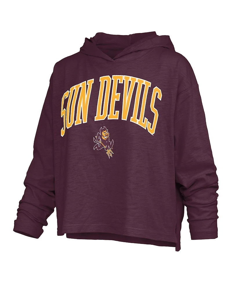 Pressbox Women's Maroon Arizona State Sun Devils Nelson Arch Over Logo Long Sleeve Hooded Slub T-Shirt