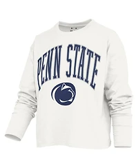 Pressbox Women's White Penn State Nittany Lions Motley Boxy Waist-Length Long Sleeve T-Shirt