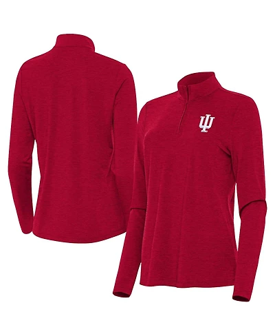 Antigua Women's Heather Crimson Indiana Hoosiers Bright Quarter-Zip Top