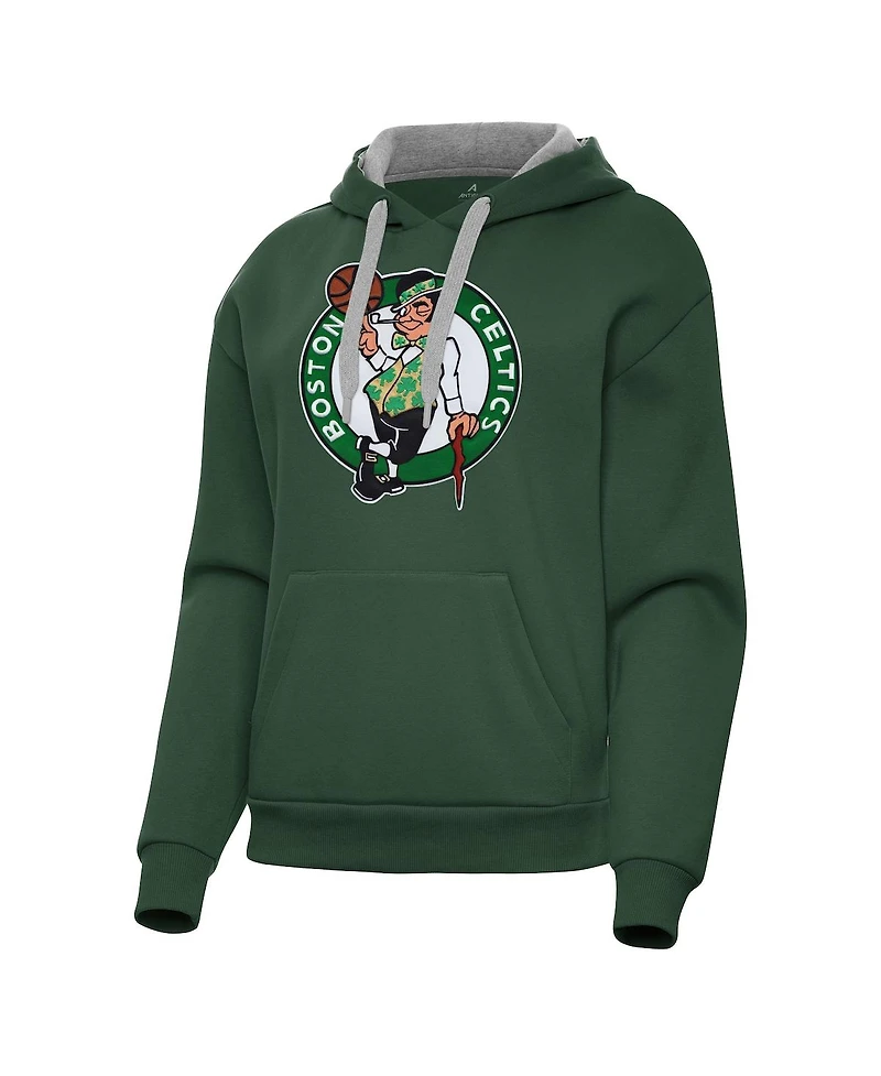 Antigua Women's Hunter Green Boston Celtics Victory Pullover Hoodie