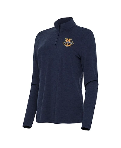 Antigua Women's Heather Navy Marquette Golden Eagles Bright Quarter-Zip Top