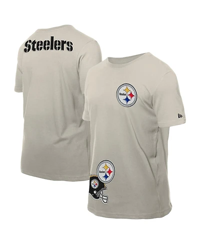 New Era Men's Light Beige Pittsburgh Steelers Multi Patch T-Shirt