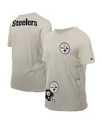 New Era Men's Light Beige Pittsburgh Steelers Multi Patch T-Shirt