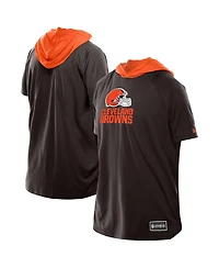 New Era Men's Brown Cleveland Browns Combine Authentic Hooded Raglan Short-Sleeve T-Shirt