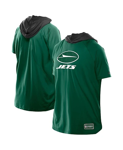 New Era Men's Green York Jets Combine Authentic Hooded Raglan Short-Sleeve T-Shirt
