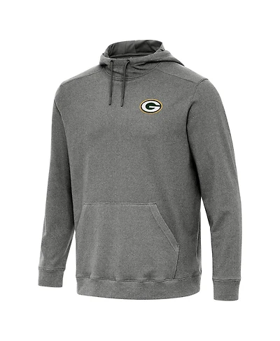 Antigua Men's Heather Black Green Bay Packers Cloud Pullover Hoodie