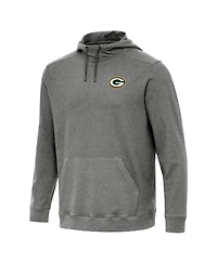 Antigua Men's Heather Black Green Bay Packers Cloud Pullover Hoodie