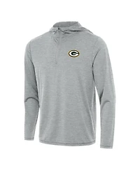 Antigua Men's Heather Gray Green Bay Packers Tidy Quarter-Zip Pullover Hoodie