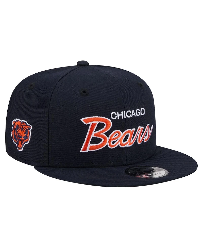 New Era Men's Navy Chicago Bears Core Team Script 9FIFTY Snapback Hat