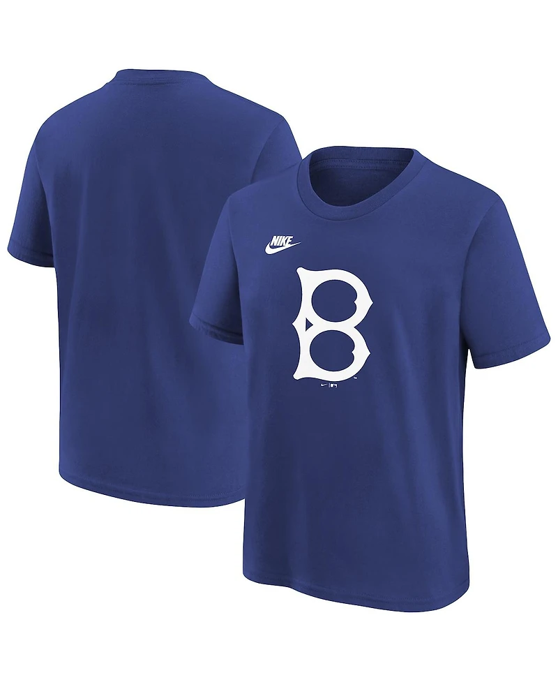Nike Big Boys and Girls Royal Brooklyn Dodgers Team Logo T-Shirt