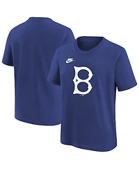 Nike Big Boys and Girls Royal Brooklyn Dodgers Team Logo T-Shirt