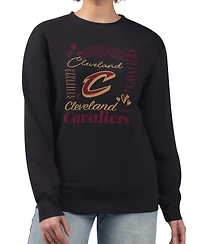 G-iii 4Her by Carl Banks Women's Black Cleveland Cavaliers Collage Team Graphic Fleece Pullover Sweatshirt