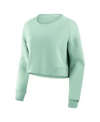 Fanatics Women's Mint Chicago Cubs Studio Cropped Pullover Sweatshirt