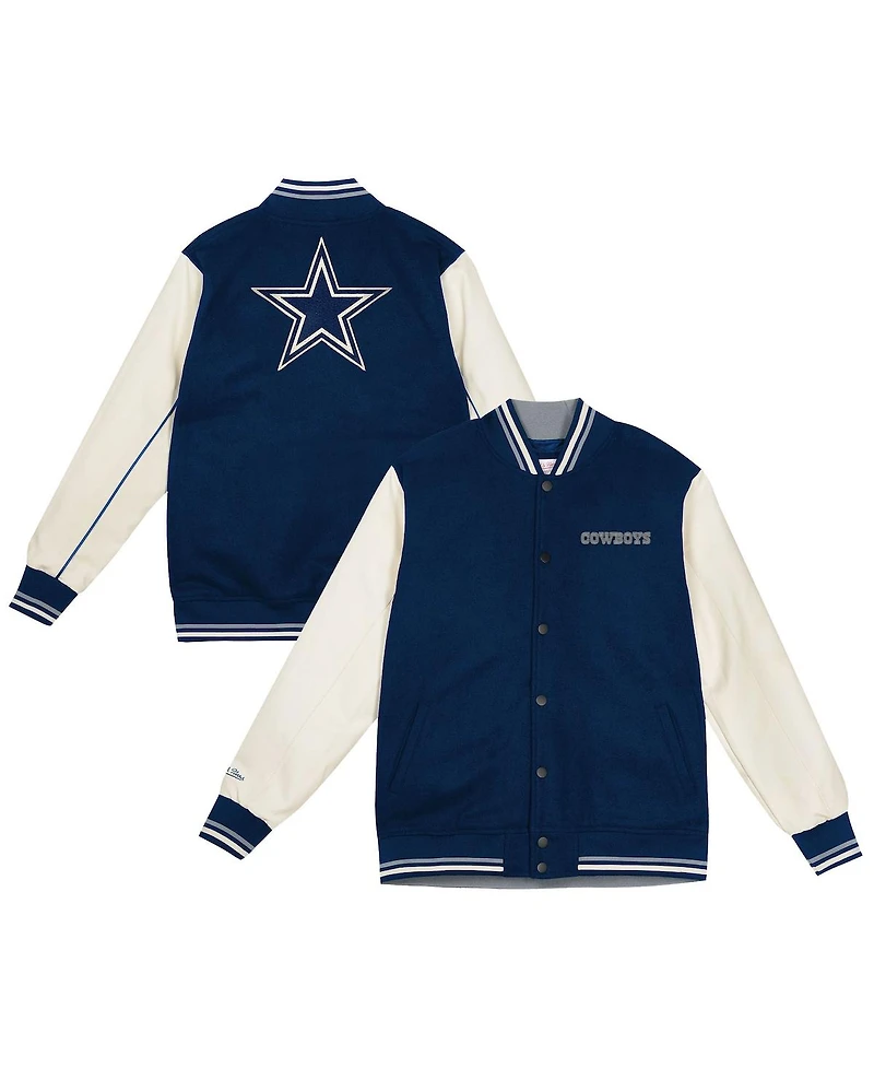 Mitchell & Ness Big Boys and Girls Navy/Cream Dallas Cowboys Full-Snap Varsity Jacket