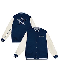 Mitchell & Ness Big Boys and Girls Navy/Cream Dallas Cowboys Full-Snap Varsity Jacket