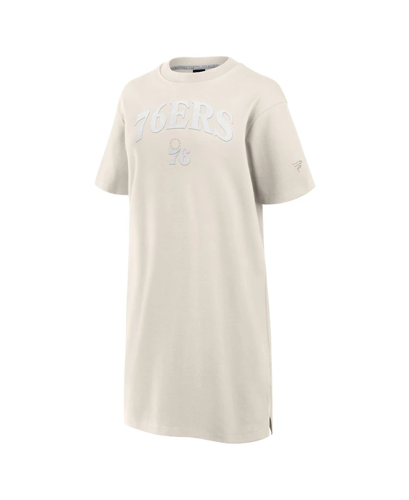 Fanatics Women's Cream Philadelphia 76ers Elements Go Tri-Blend T-Shirt Dress