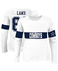 Fanatics Women's CeeDee Lamb Ash Dallas Cowboys Plus Name Number T-Shirt