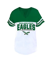 Profile Women's Kelly Green/White Philadelphia Eagles Plus Size Split Body V-Neck T-shirt