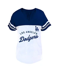 Fanatics Women's White/Royal Los Angeles Dodgers Plus Two-Stripe V-Neck T-Shirt