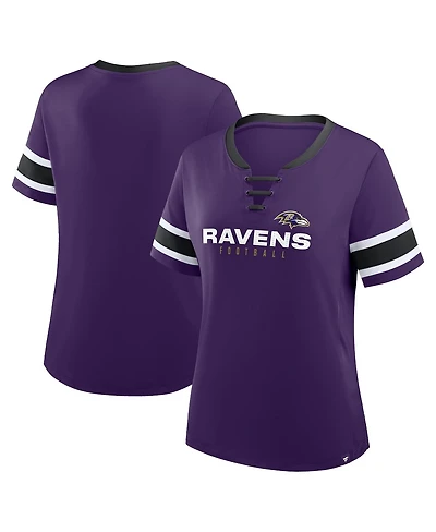 Fanatics Women's Purple Baltimore Ravens Plus Red Zone Athena Lace-Up V-Notch Neck T-Shirt