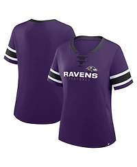 Fanatics Women's Purple Baltimore Ravens Plus Red Zone Athena Lace-Up V-Notch Neck T-Shirt