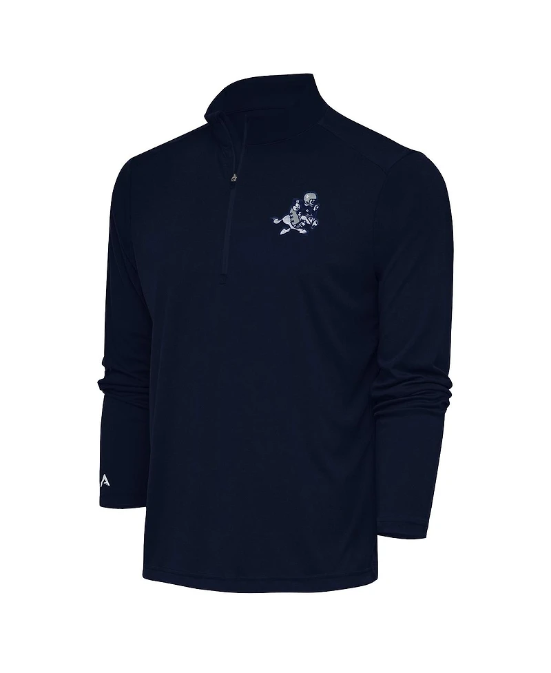 Antigua Men's Navy Dallas Cowboys Throwback Logo Tribute Quarter-Zip Pullover Hoodie
