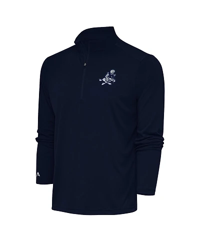 Antigua Men's Navy Dallas Cowboys Throwback Logo Tribute Quarter-Zip Pullover Hoodie