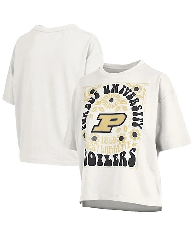 Pressbox Women's White Purdue Boilermakers Harmony Oversized Slub T-Shirt