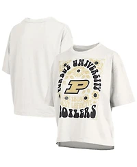 Pressbox Women's White Purdue Boilermakers Harmony Oversized Slub T-Shirt