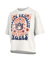 Pressbox Women's White Auburn Tigers Harmony Oversized Slub T-Shirt