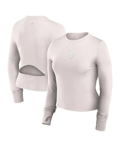 Fanatics Women's White Minnesota Vikings Studio Fitted Long Sleeve Gym Top