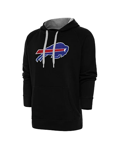 Antigua Men's Black Buffalo Bills Victory Chenille Pullover Hoodie