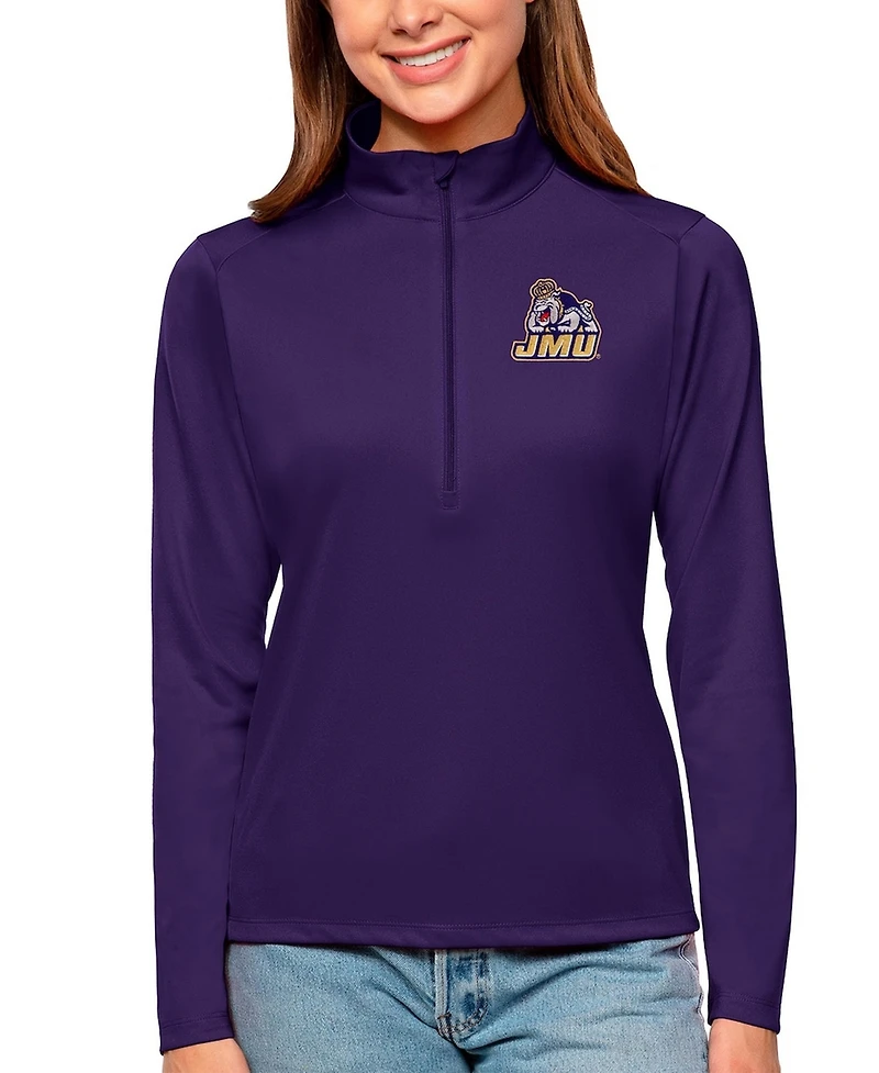 Antigua Women's Purple James Madison Dukes Tribute Quarter-Zip Pullover Top