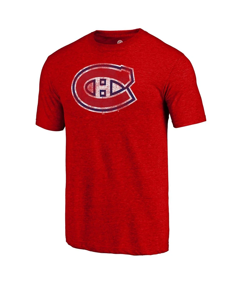 Fanatics Mto Label Men's Red Montreal Canadiens Distressed Tri-Blend T-Shirt