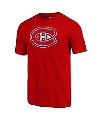 Fanatics Mto Label Men's Red Montreal Canadiens Distressed Tri-Blend T-Shirt