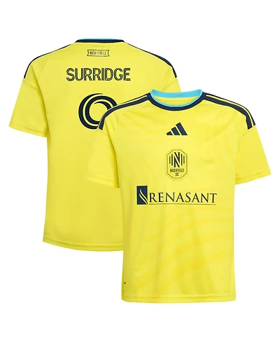 Adidas Big Boys and Girls Sam Surridge Yellow Nashville Sc 2026 The Reverb Kit Replica Jersey