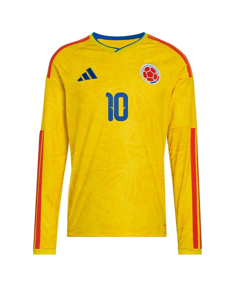 Adidas Men's James Rodriguez Yellow Colombia National Team 2026 Home Replica Long Sleeve Jersey