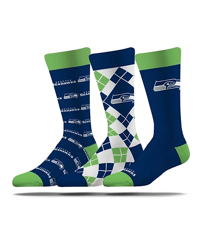 Strideline Men's and Women's 3-Pack Seattle Seahawks Business Knit Crew Socks