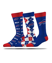 Strideline Men's and Women's 3-Pack Buffalo Bills Business Knit Crew Socks