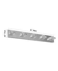 Busdays 31 Inch Modern 5 Light Led Vanity Light Square Acrylic Lampshades Wall Mount Fixture for Bathroom Mirror Lighting