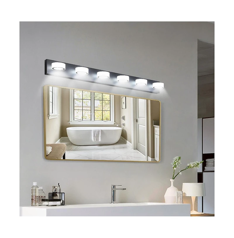 Busdays 45 Inch Modern 6 Light Led Vanity Light Bathroom Wall Light Fixture for Mirror Shower and Bathroom Decor