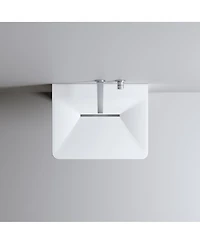 Sillysis Solid Surface Pedestal Sink, Seamless Modern Freestanding Wall-Mount Basin with Sloped Linear Drain, 23x18x33 Inch for Small Bathroom