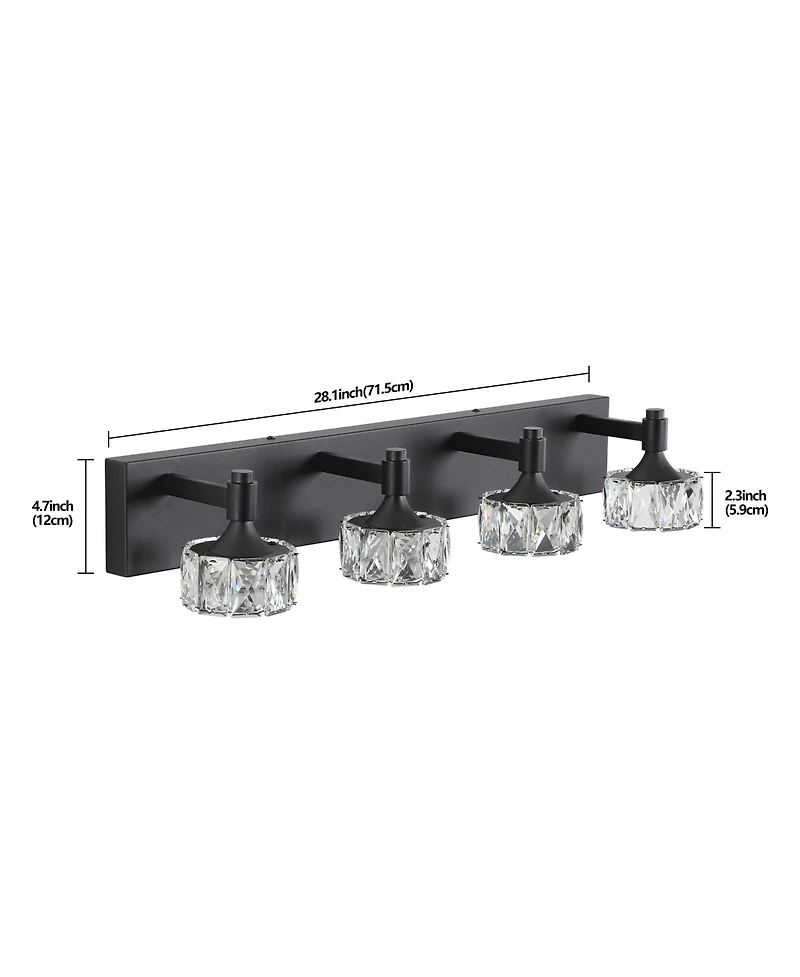 Busdays Modern 4 Light Led Vanity Light Fixture with Crystal Glass Shades Bathroom Wall Sconce for Elegant Contemporary Home Decor