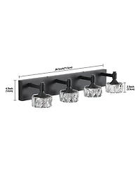 Busdays Modern 4 Light Led Vanity Light Fixture with Crystal Glass Shades Bathroom Wall Sconce for Elegant Contemporary Home Decor