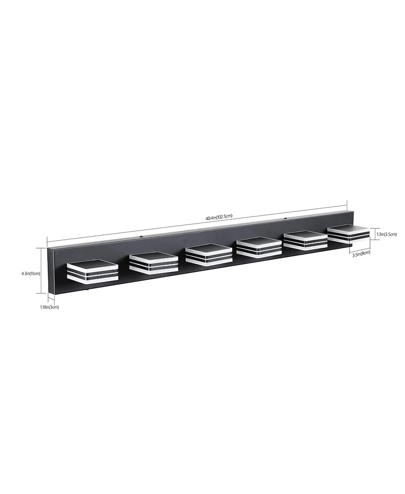 Busdays 40 Inch Modern 6 Light Led Vanity Light Sleek Bathroom Wall Fixture Iron and Acrylic Dimmable for Mirror Lighting